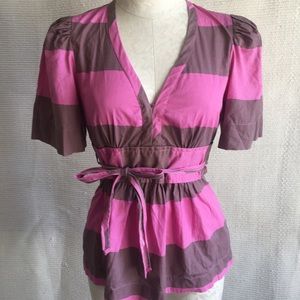 Anthro 4 Plenty Tracy Reese Peplum Stripe Shirt